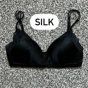 Intimissimi black silk bra, 75C, 34C triangle